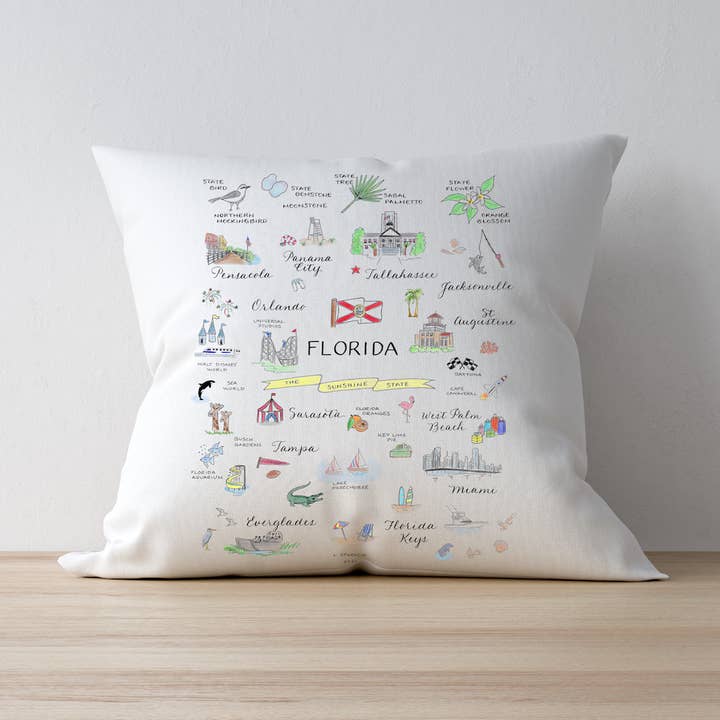 Florida Large 20" Down Filled Pillow for wholesale by The Write Occasion Calligraphy