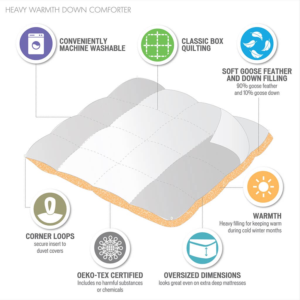 Olliix - Wholesale Down Comforter - Quilted Goose Feather and Down Oversize Comforter, Cream4