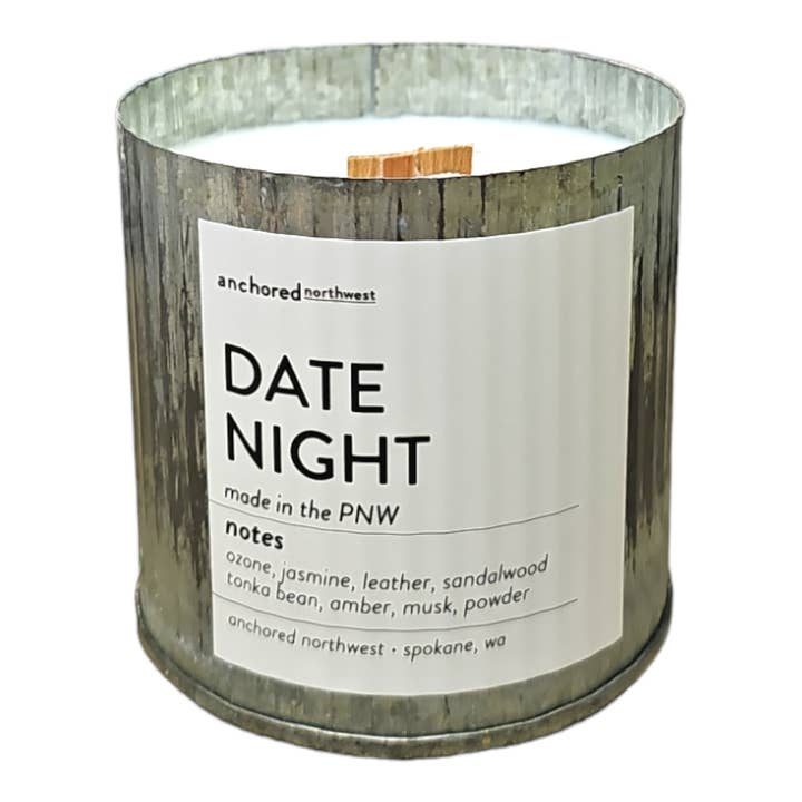Anchored Northwest - Wholesale Jar/Filled Candle - Date Night Rustic Vintage Farmhouse Wood Wick Candle for Easter