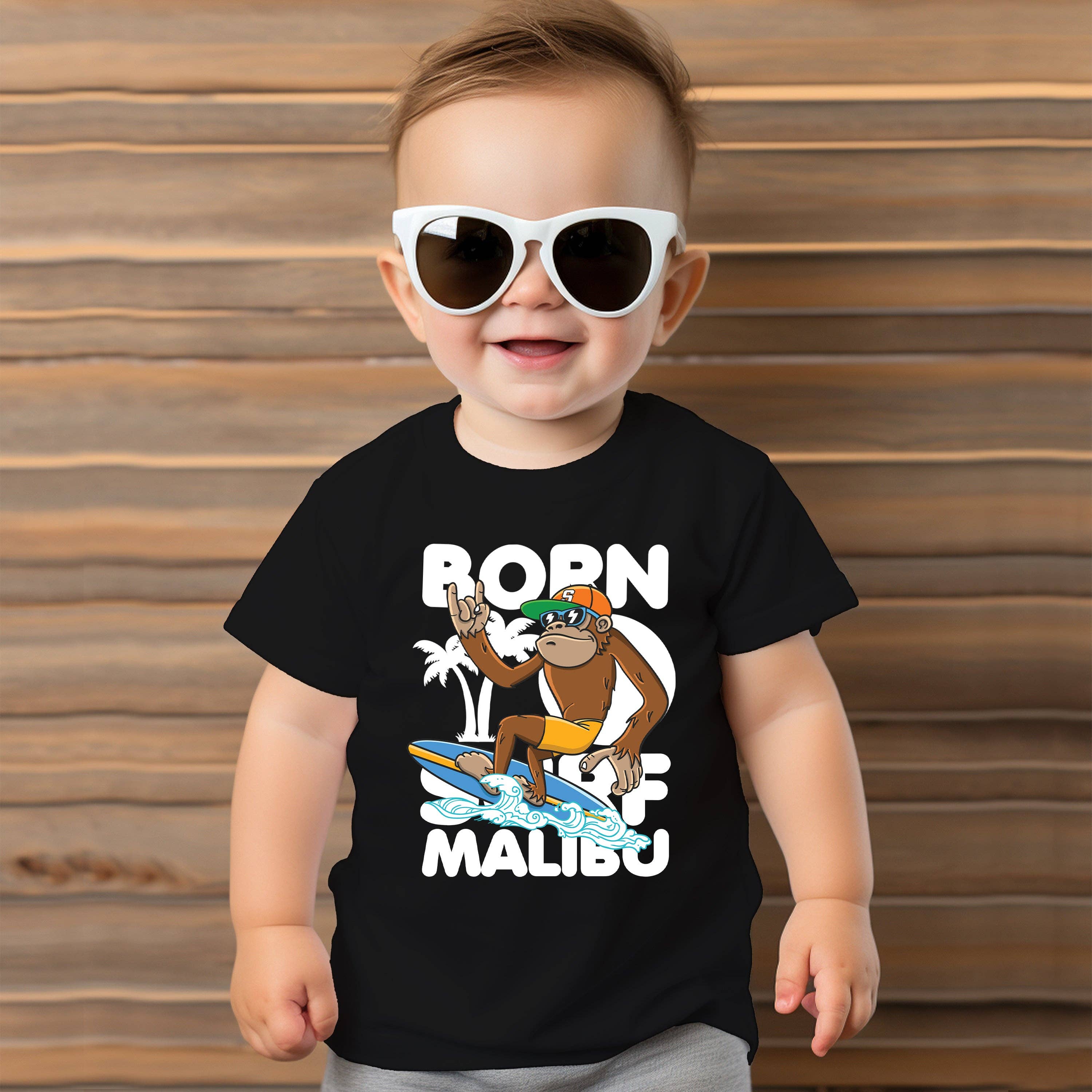 Wholesale Malibu Monkey Born Surf Kid T-Shirt for your shop – Faire UK