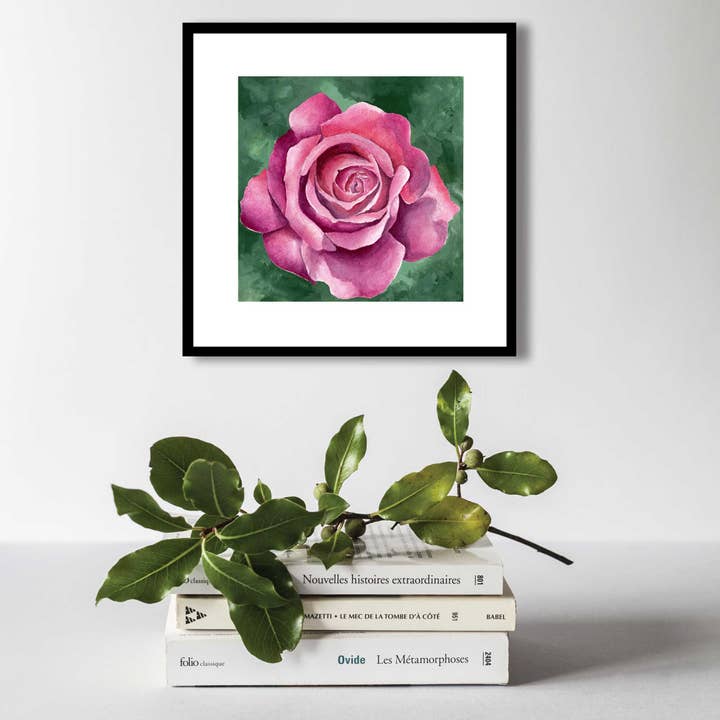 Décoration murale botanique pour salon - impression d'art rose rose pour la vente par Kristie Lyn Studios
