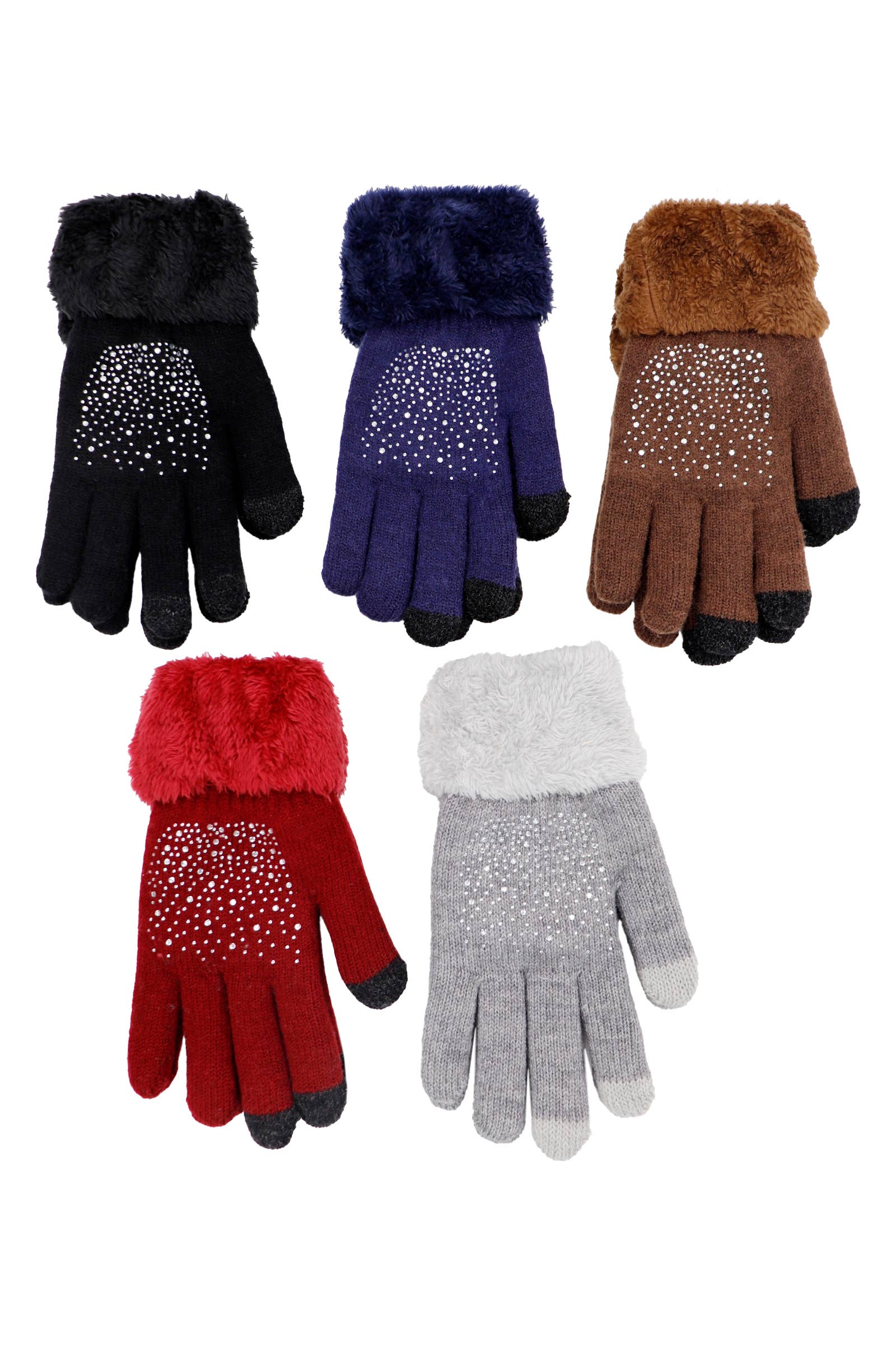 Cap Zone - Wholesale Gloves - Women's - Drizzle Bling Fleece Lined Long Wrist Touchscreen Gloves1