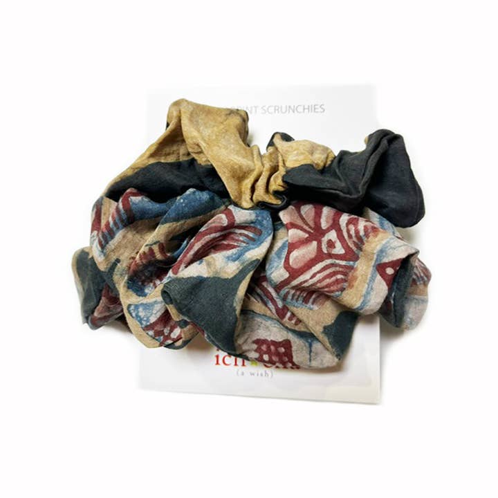 Ichcha - Wholesale Scrunchie - Women's - Scrunchies | Cotton Silk Hand Dyed + Block Print (set of 2)3