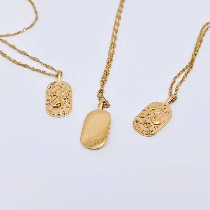 Mio Queena - Wholesale Pendant/Charm Necklace - Zodiac Design 18K Gold Plated 12 Constellation Necklace -FGS11