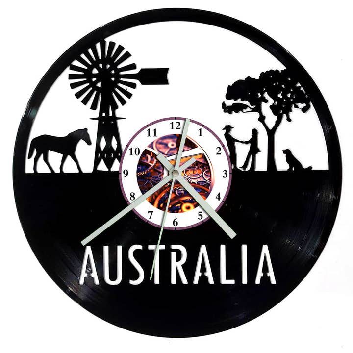 Vinyl Platenklok - Australische Outback met tekst voor wholesale door Broken Record