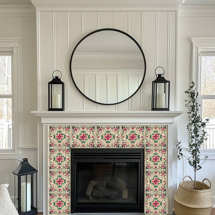 Mi Alma LLC - Wholesale Wall Tile - Floral Vintage Colorful Retro Design Multicolor beautiful backsplash Model - L805