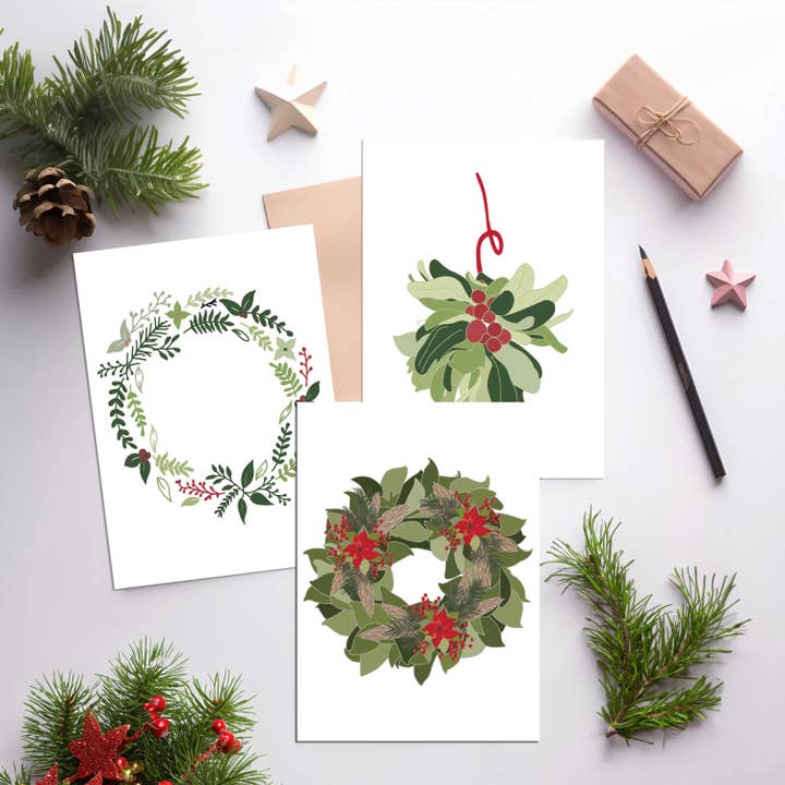 Kartoti Designs - Wholesale Art Print - Holiday Greens Mini Print Set5