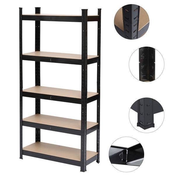 as picture 5 Tier Heavy Duty Metal Shelving Rack Unit Garage Storage Shelf Black UK for wholesale on Faire10