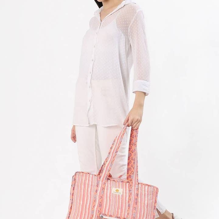 Hi Handmade - Wholesale Tote bag – Women's - Cotton Tote Bag With Zip - Cronulla Stripe8