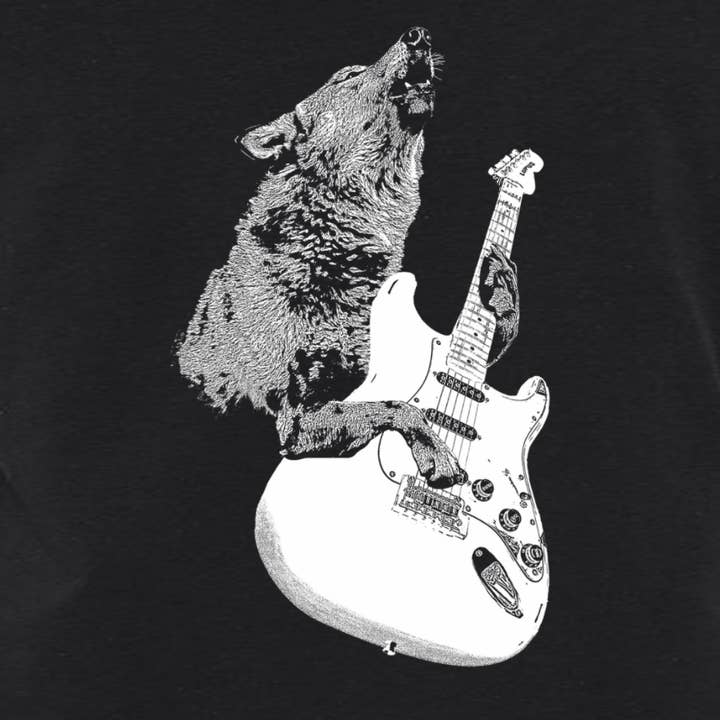 Wolf Playing Guitar Shirt- Howling Dog Playing Music T shirt for wholesale by MISSION THREAD CLOTHING
