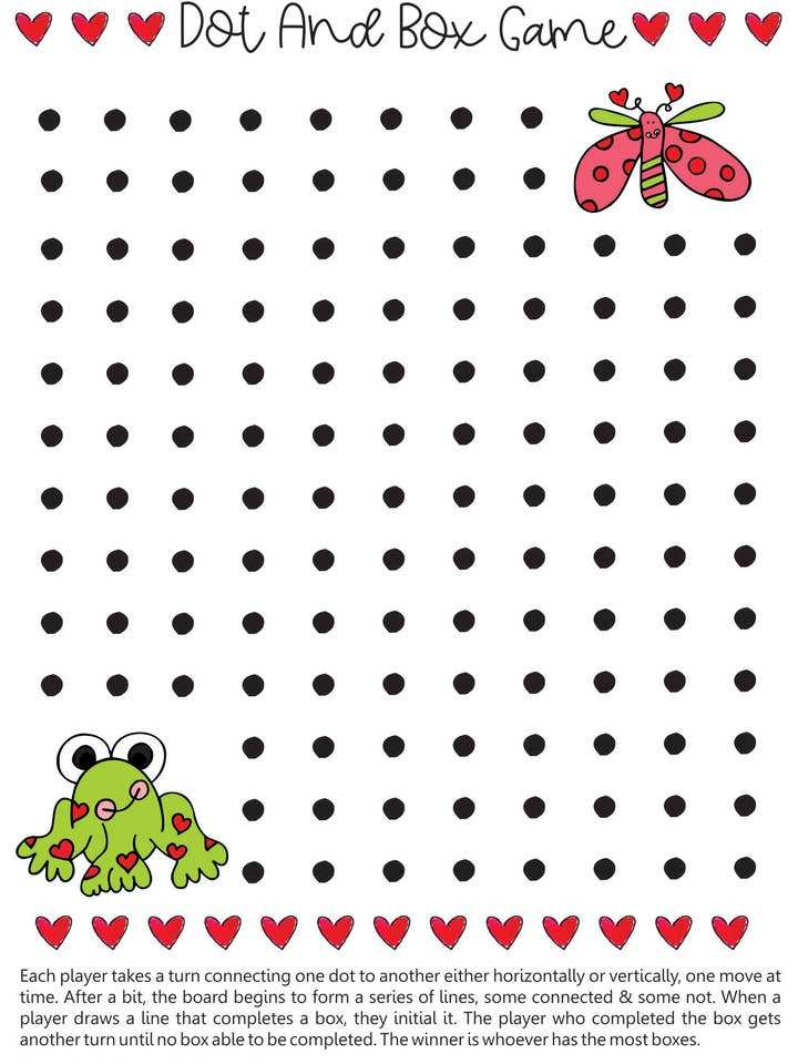 Spil på farten - Valentine-prikker og boksespil for engroshandel hos Laura Kelly Stickers