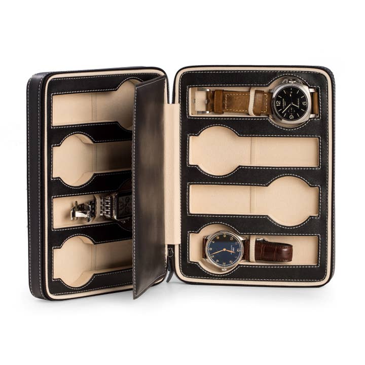 Watch Case - Black Leather Jewelry Box for 8 Watches for wholesale by BeyBerk International