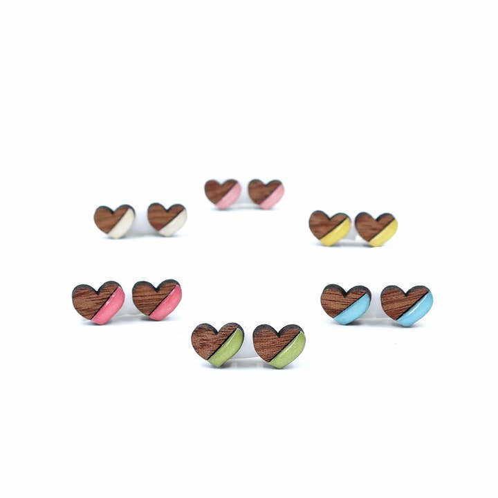 Mini heart colorful titanium studs for wholesale by autumn + tree