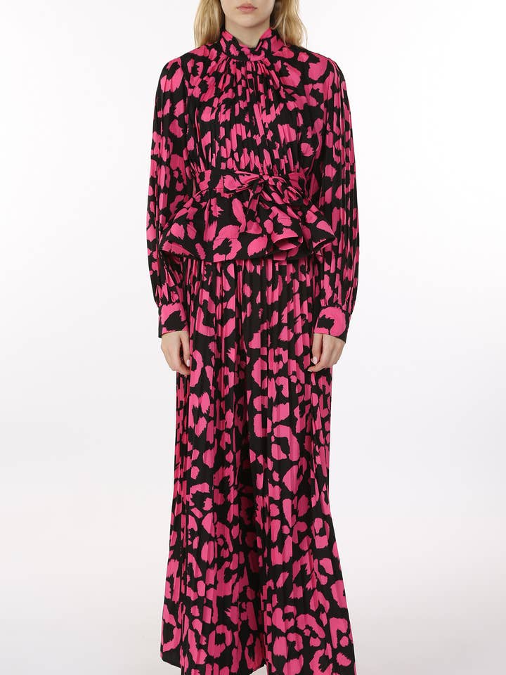 Printed Pleated Top & Pants Set MC6646 for wholesale by Beulah Style