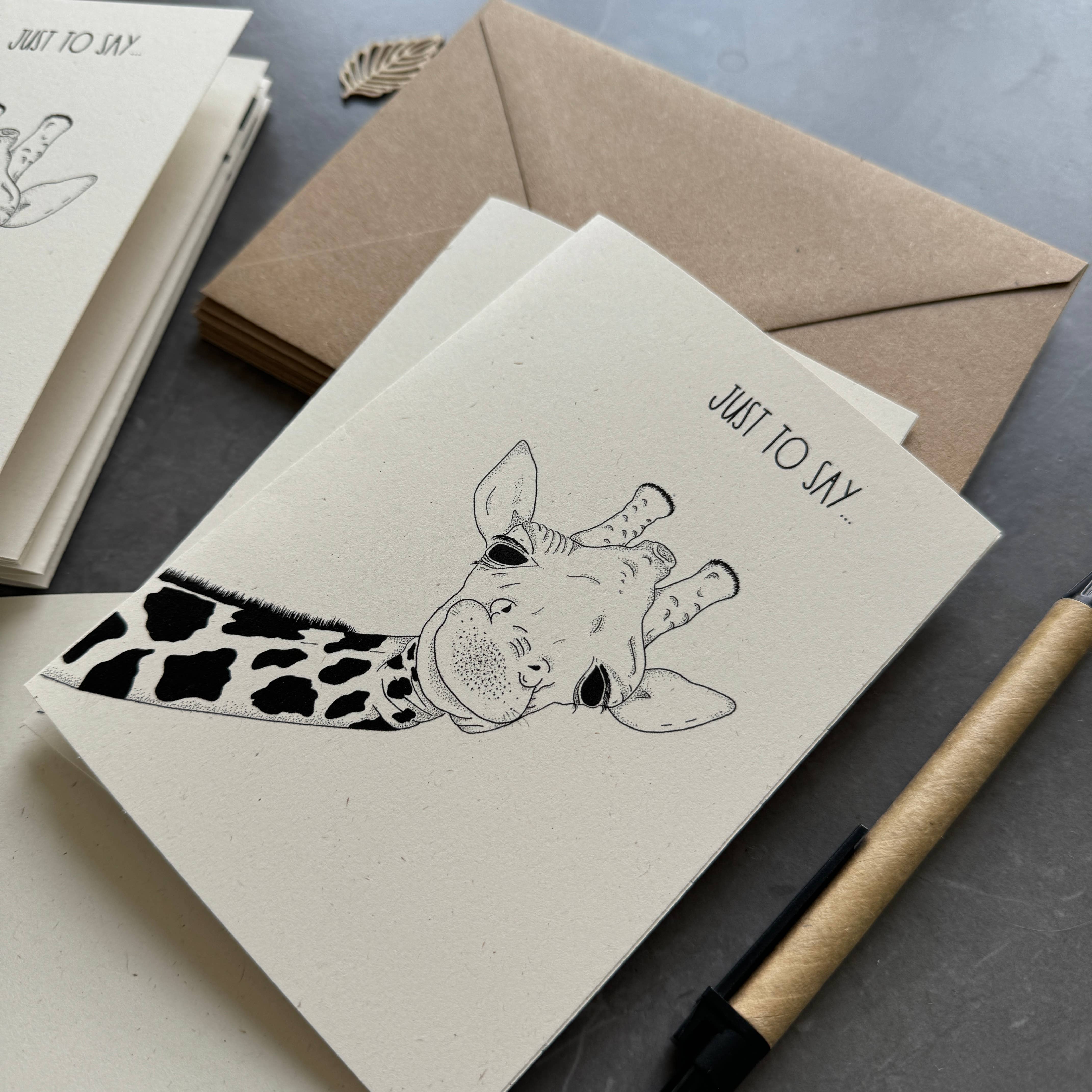 Tall Order – wholesale Kontorsmateriel/Notecard Set – Giraff Anteckningskort Pack, 8 blanka kort4