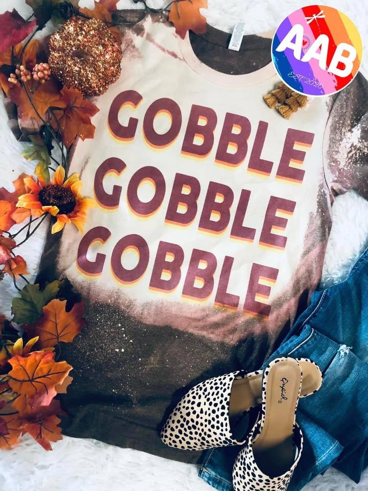 "Gobble Gobble Gobble" Thanksgiving T-Shirt for wholesale by Elkinsons Creations