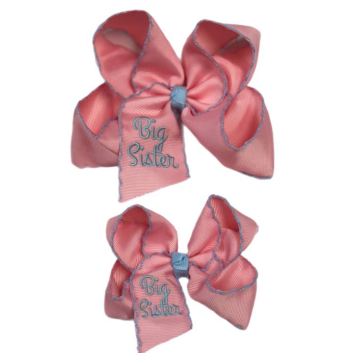 Stor Søster Pink/Blå Moonstitch Hårsløjfe for engroshandel hos Just For Fun Threads