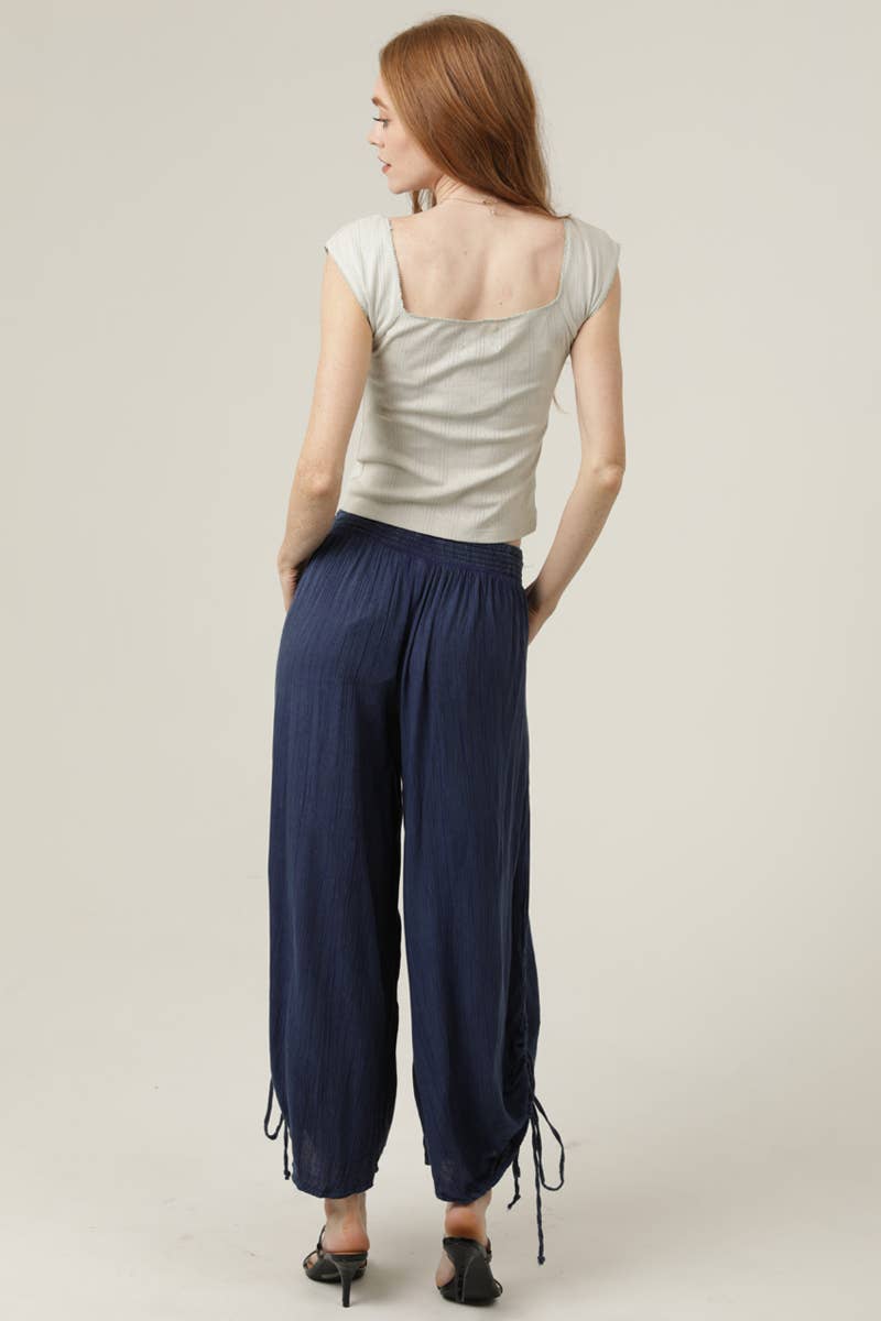 ANGIE - Wholesale Pants - Women's - B3710-ASIS SIDE CINCH WIDE LEG PANTS WITH SMOCKED WAIST AND 21