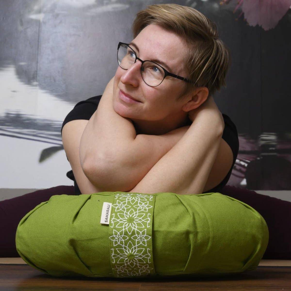 Samarali - Vendita all'ingrosso Attrezzatura per meditazione - Cuscino da meditazione a mezzaluna in cotone biologico GOTS, realizzato eticamente12