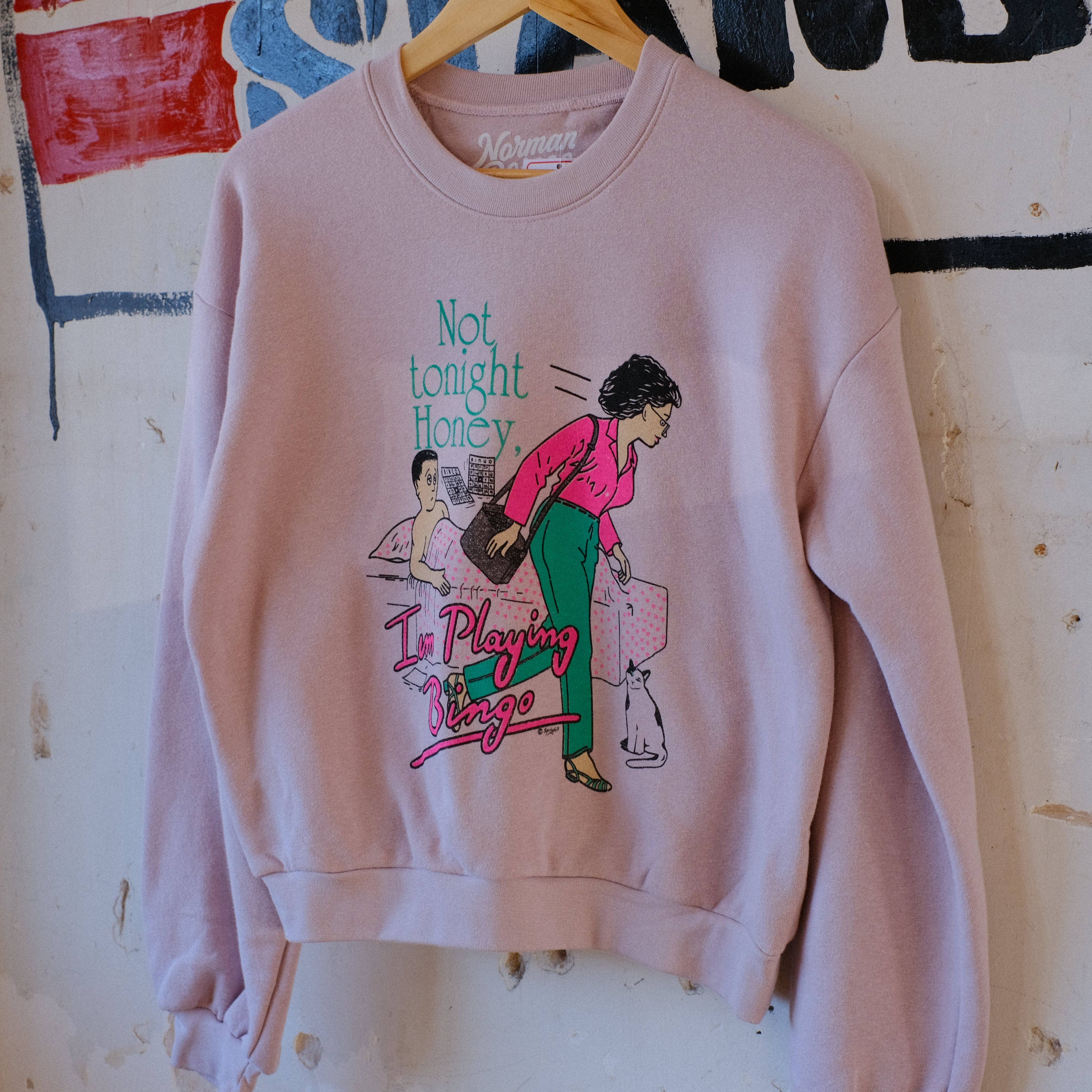 NORMAN ROSCOE - Wholesale Graphic Sweatshirt - Women's - Not Tonight Honey I'm Playing Bingo Crop Sweatshirt2