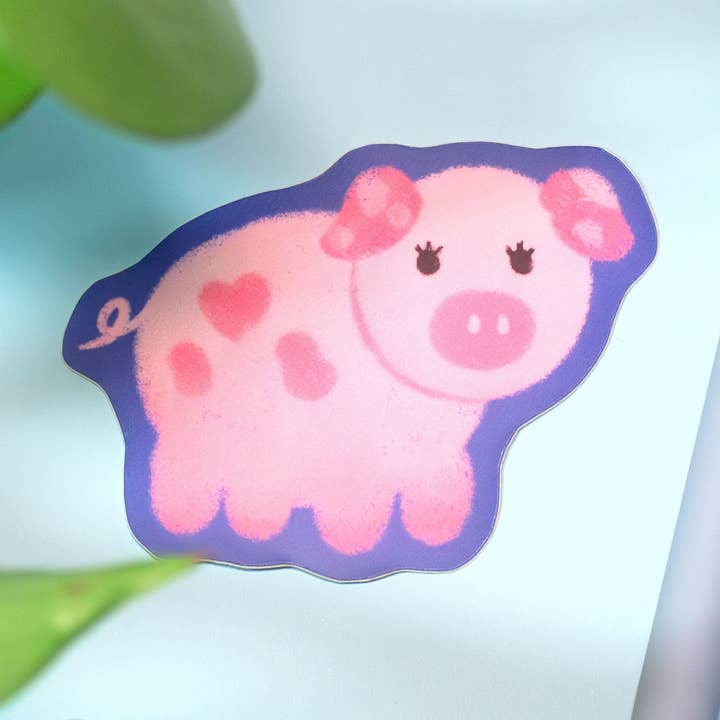 Priscilla Pig Sticker for wholesale by Whimsydew Art
