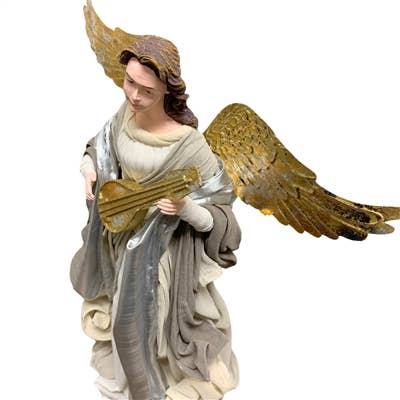 David Christopher's Collection - Wholesale Decorative Figurine - TOUCH OF SILVER ANGEL PLAYING MANDOLIN 19"1