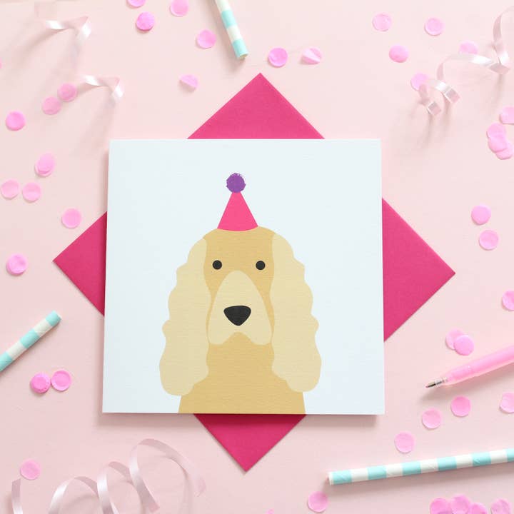 Cocker Spaniel - Dog Birthday cards - multiple colours for wholesale by Heather Alstead Design Ltd