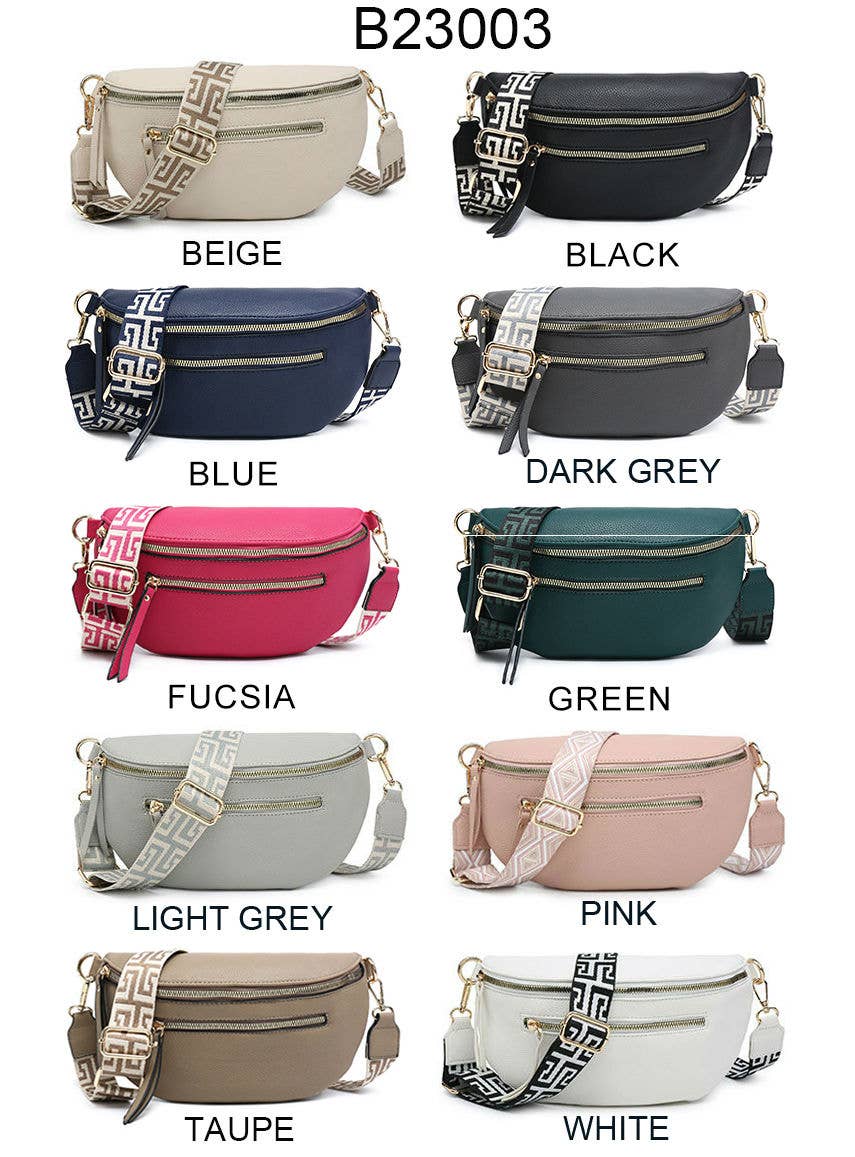 Papaya Fashion Ltd – wholesale Crossbody bag – Women's – B23003 Canvas Strap Sling Chest Bag with zip top sections14