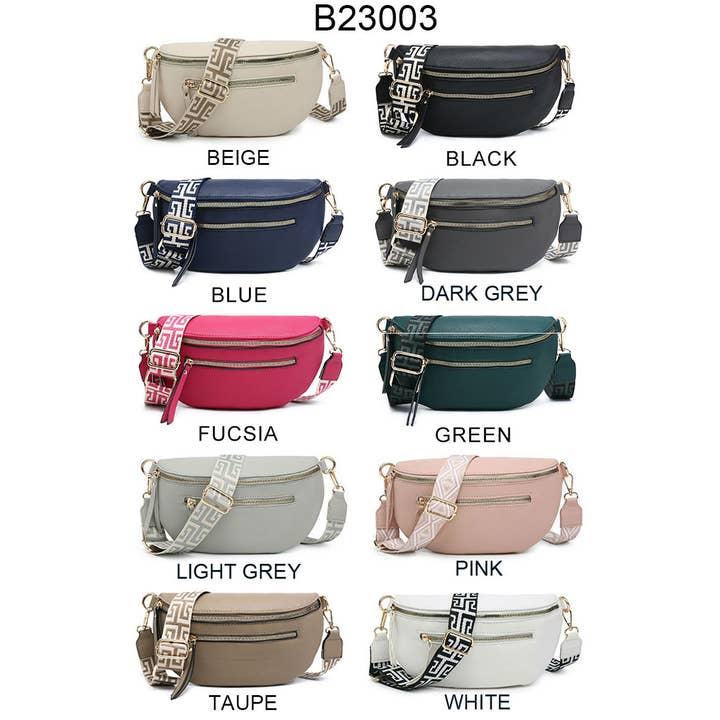 Papaya Fashion Ltd - Vente Sac à bandoulière – femme - Sac besace B23003 avec bandoulière en toile et compartiments zippés14