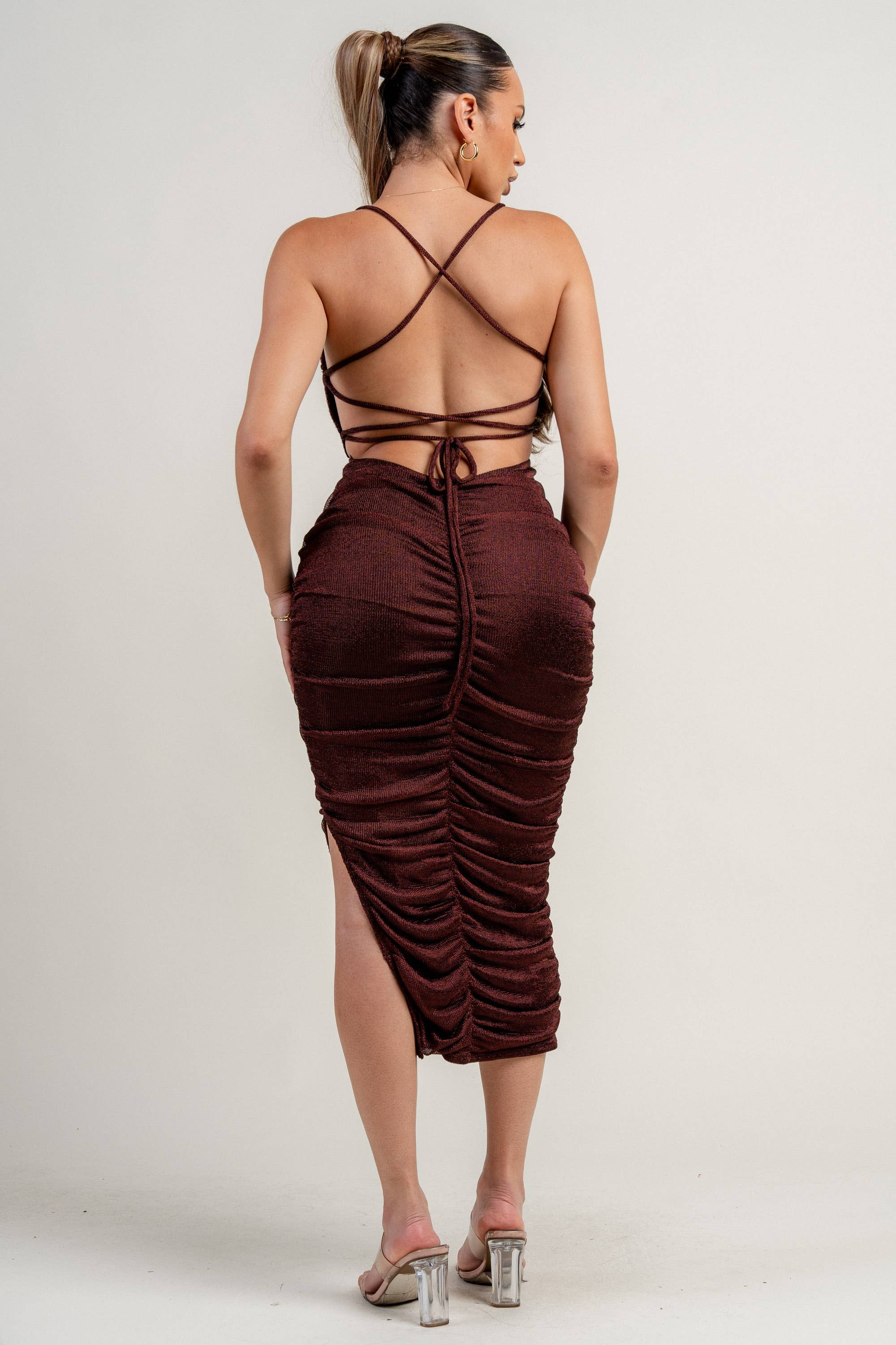 PRIVY - Wholesale Dress - Women's - PD79090BST_METALLIC FISHNET KNIT SWEET HEART LACE UP BACK RUCHING MAXI DRESS7