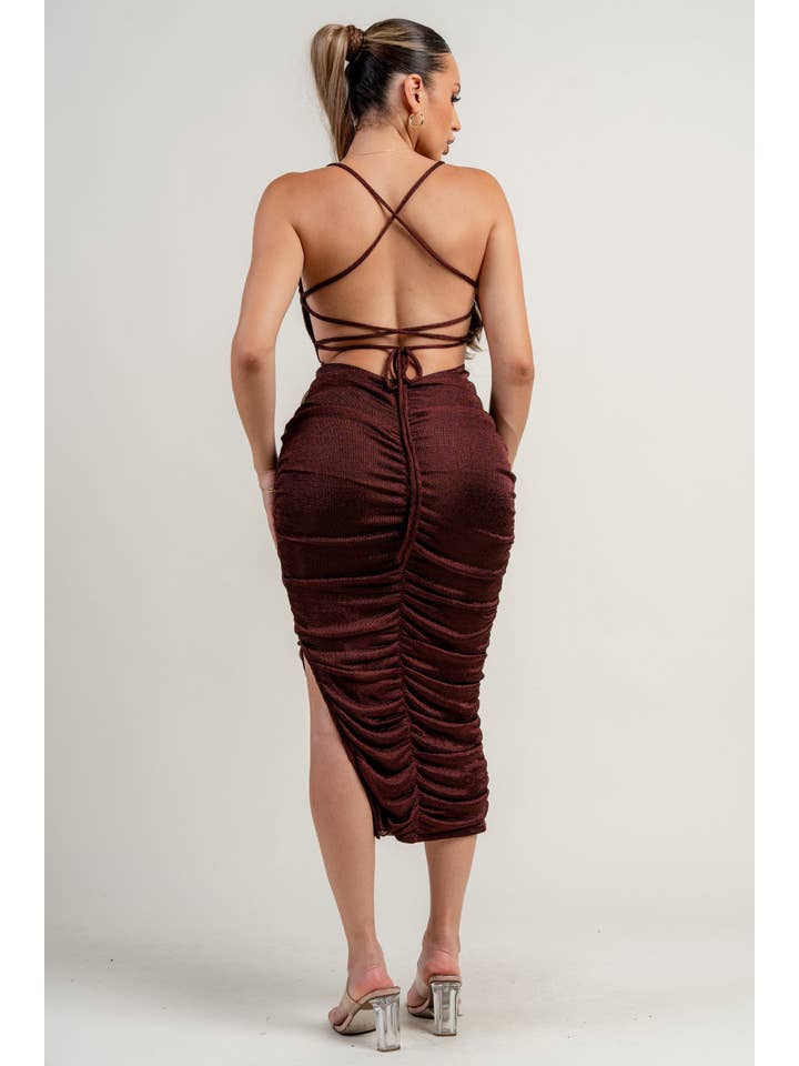 PRIVY - Wholesale Dress - Women's - PD79090BST_METALLIC FISHNET KNIT SWEET HEART LACE UP BACK RUCHING MAXI DRESS7