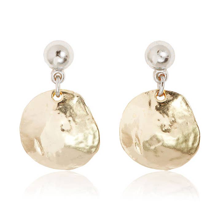 KARINE SULTAN - Wholesale Dangle Earrings - Shell Disc Dangle Earring - 24K Gold Plated0