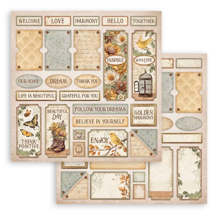 Ninnys Napkins - Wholesale Scrapbook - Stamperia 12" Scrapbook Paper Pad - Golden Harmony