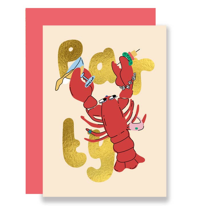 MINI greeting card, lobster party greeting card for wholesale by Eat the Moon | Greeting cards and stationery