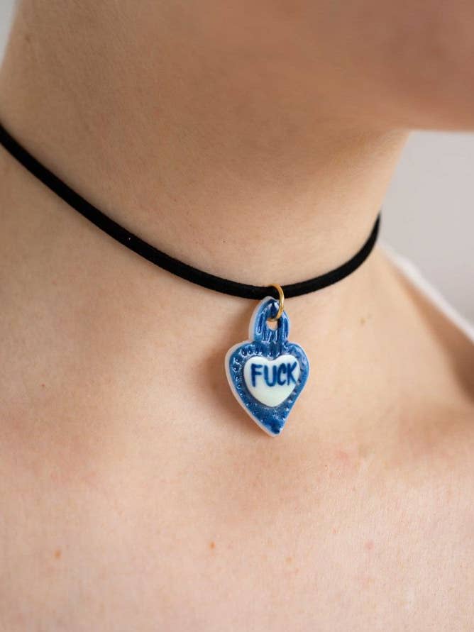 Rebel Hjärta Choker Halsband i Porslin 100% Tillverkat i Italien för wholesale av Tiké Jewels