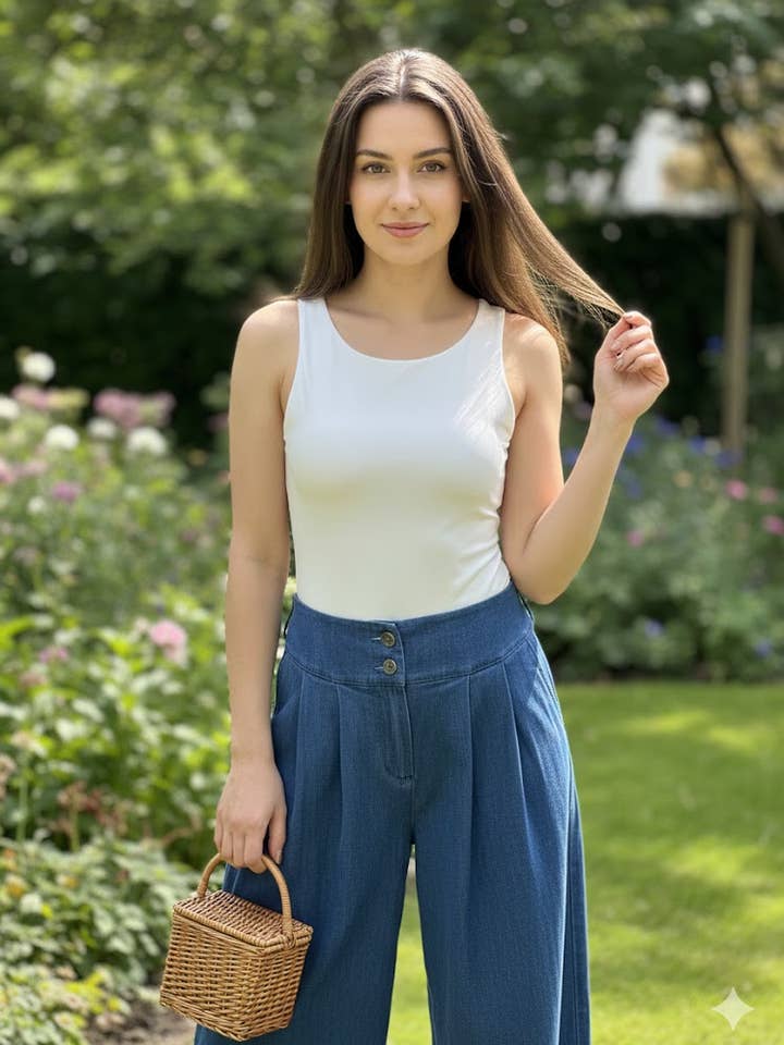 Simple top with a round neckline for wholesale by VICTORIA&ISAAC