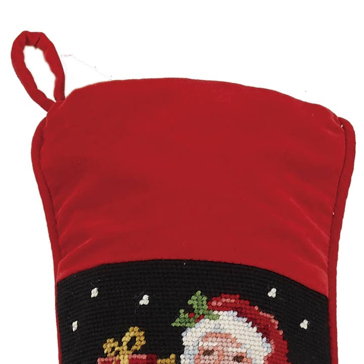 Peking Handicraft - Wholesale Holiday Stocking - Standing Santa With Toys Needlepoint Stocking