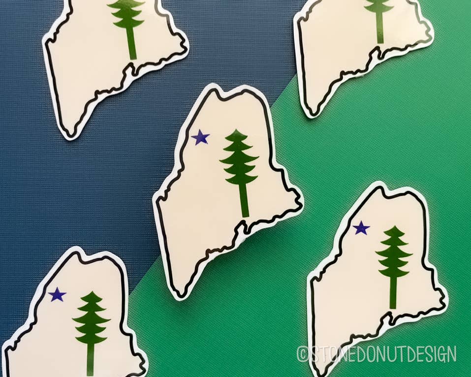 Stone Donut Design, LLC – Großhandel Aufkleber – Vinyl-Aufkleber mit Maine-Flagge 19011