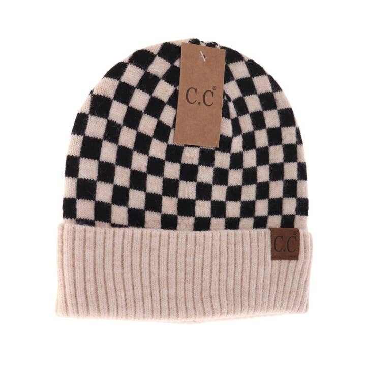 C.C Beanie - Wholesale Beanie - Women's - Checkered Pattern C.C Beanie HAT4003