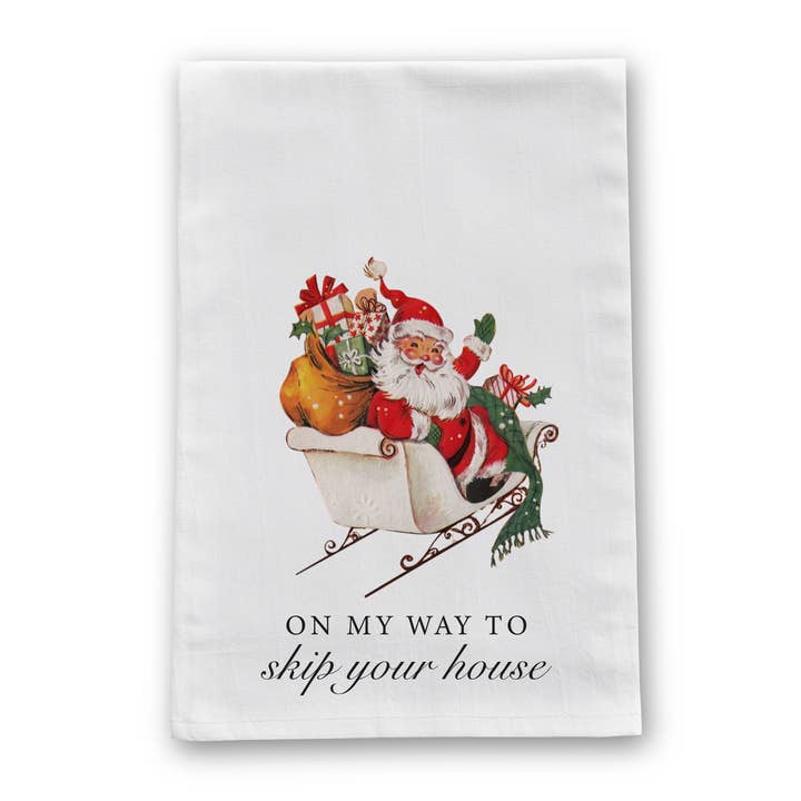 Skip Your House Vintage Retro Christmas Tea Towel for wholesale by Barrel Down South