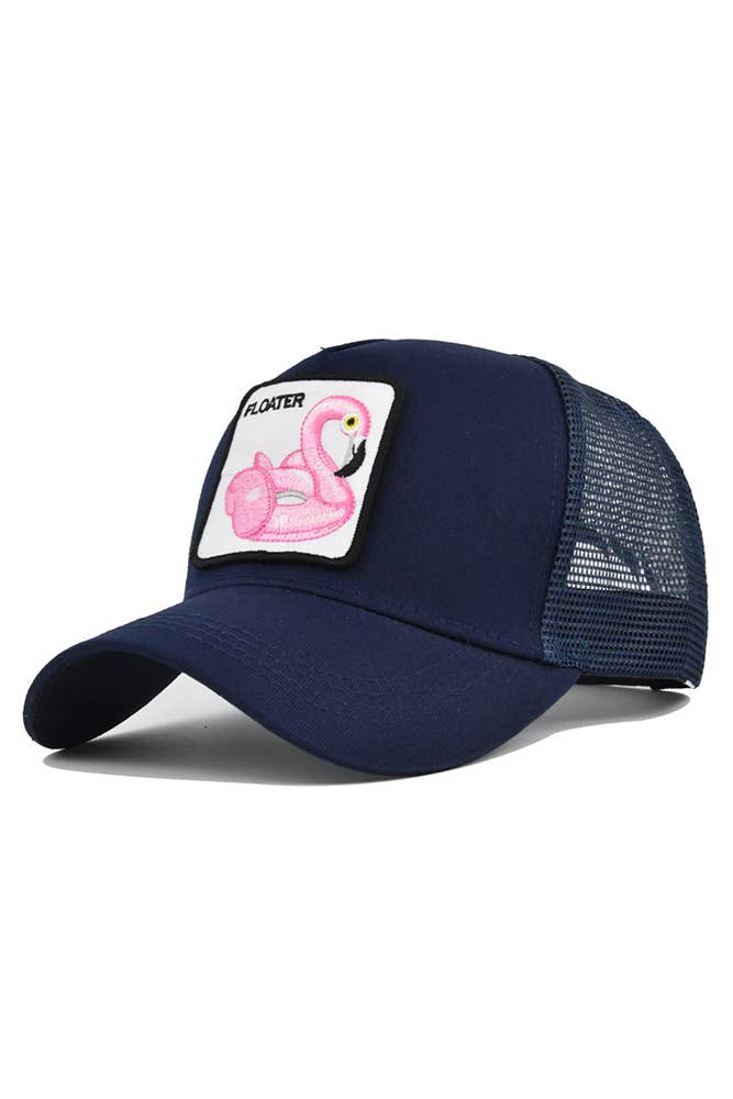 UNISHE - Vendita all'ingrosso Cappellino da camionista - Donna - Berretto da baseball con ricamo cigno rosa floater MOQ 3pcs DX0224