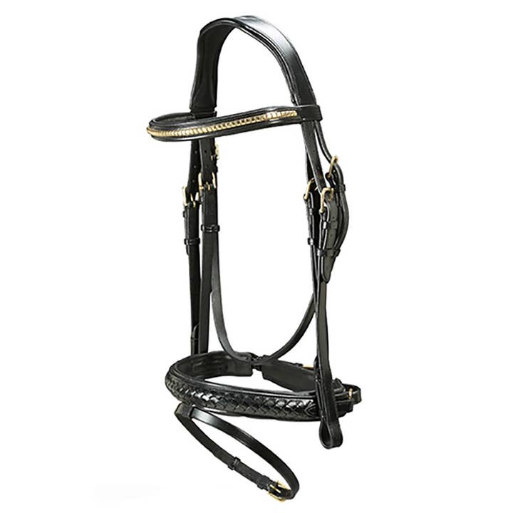 Danube Clincher leren hoofdstel met flash voor dressuurpaarden voor wholesale door Grewal Equestrian