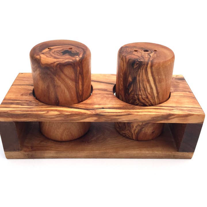 medina mood - Wholesale Zout-en pepersetje - Zout- en peperstrooierstation van olijfhout2