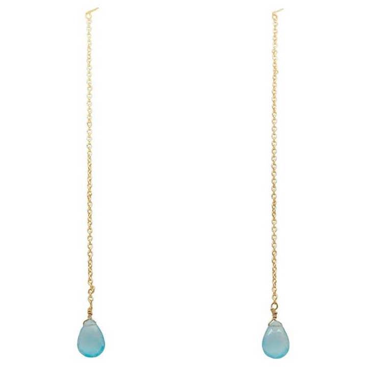 Iconic Aqua Blue Chain Earrings for wholesale by ACUS