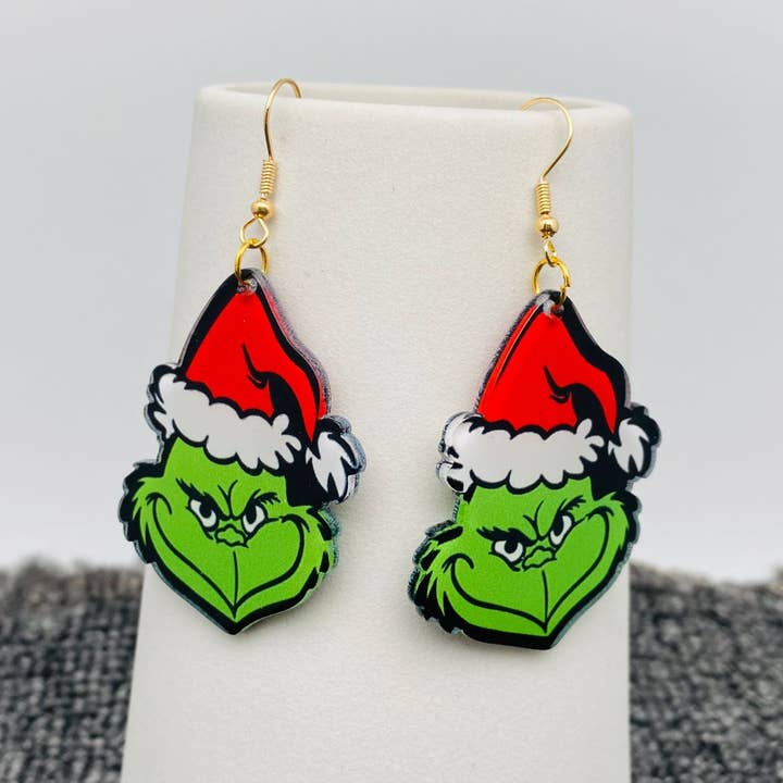 Mio Queena - Wholesale Dangle Earrings - Christmas Jewelry Grinch Wear Christmas Hat Dangle Earrings1