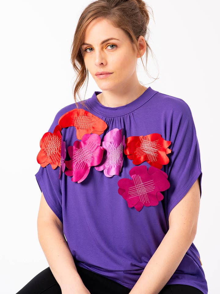 Blusa fluida roxa Aura Top por atacado de Mamatayoe