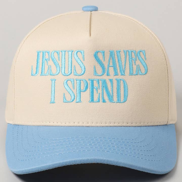 Fashion City - Wholesale Trucker Hat - Unisex - JESUS SAVES I SPEND Embroidery Trucker Hat