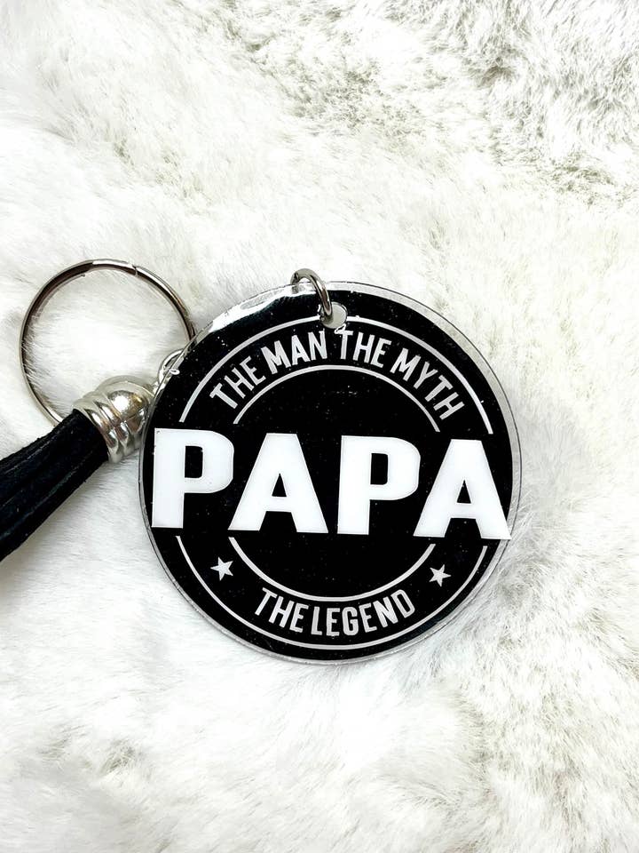 Porte-clés en acrylique - Papa L'homme Le Mythe La Légende pour la vente par Elation Collective