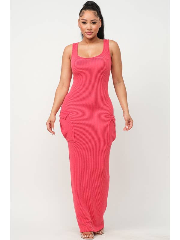 Boswell - Vendita all'ingrosso Vestito - Donna - Abito lungo a costine con dettaglio tascabile7