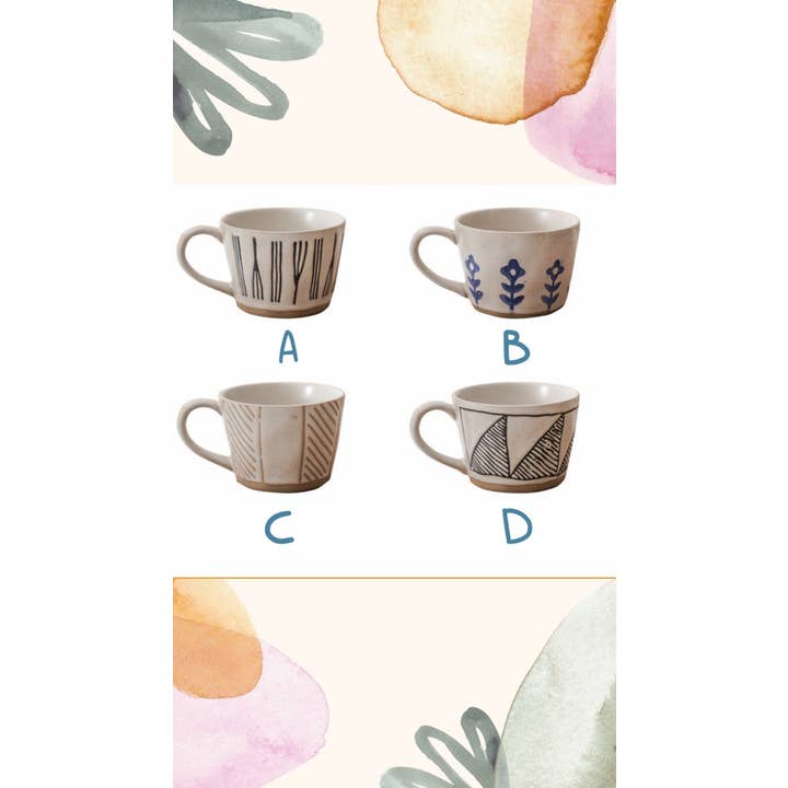 Gohobi (We cover U.S. import duties) – wholesale Coffee/tea cup – Gohobi Hand-painted Geometry Stoneware Mug7